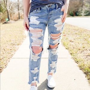 🔥 Cello Destroyed 100% Cotton Jeans HOT 🔥Boyfriend Girlfriend Straight leg